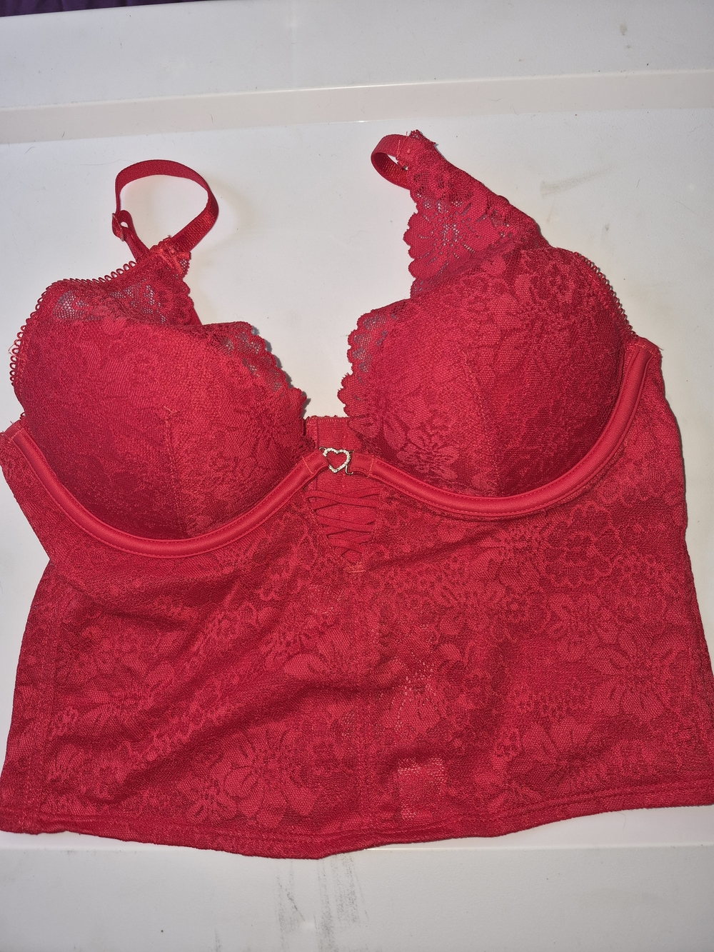 Victoria's Secret Red Lace Longline Lace Bustier